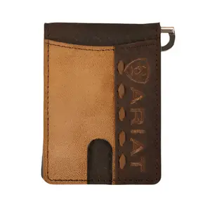 Ariat Men’s Western Money Clip Wallet – Roughout Leather Bi-Fold with Buck Lace