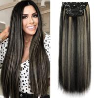 20inch Straight Black mixed Blonde Hair Extensions