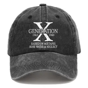 Washed Baseball Cap Gen X Print Hat Retro Adjustable Dad Hats Gift for Men/Women, Unstructured/Cotton