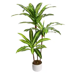 Realistic Artificial Dracaena Tree in Pot - Lifelike Faux Greenery Floor Plant - Decorative Evergreen Potted Plant - Faux Dragon Tree for Indoor Home, Porch