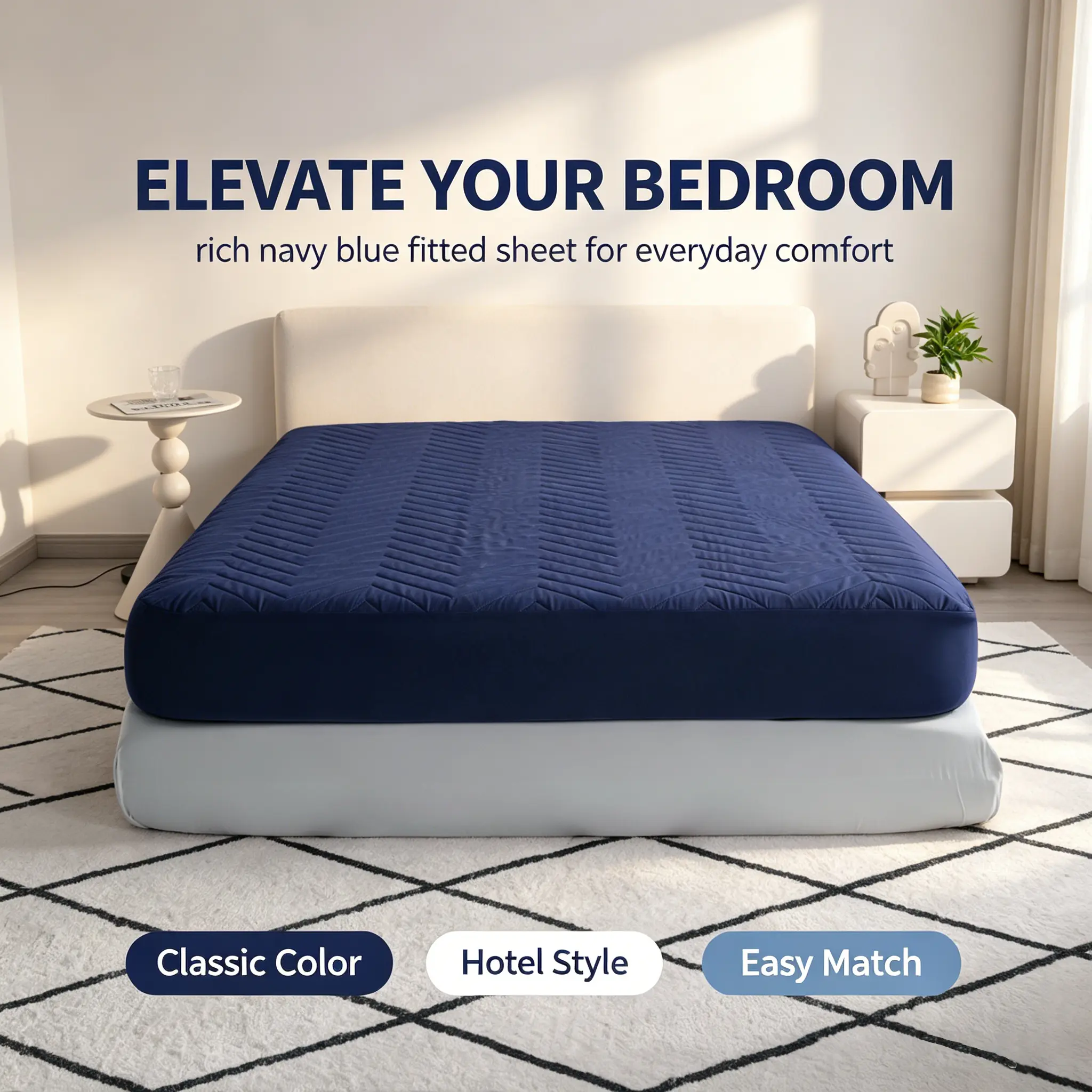 Quilted Waterproof Mattress Protector Fitted Sheet, 360° All Around Elastic Deep Pocket Mattress Cover, Soft Breathable Non-Slip Washable Mattress Pad Cover, Multiple Solid Colors For Twin Full Queen King Size Mattresses