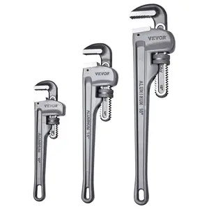 3-Piece Pipe Wrench Set, 10" 14" 18" Aluminum Straight Pipe Wrench, Adjustable Plumbing Wrench, with High Strength Jaw and Ergonomic Handle, Hangable Design, for Water Pipes, Automotive Repairs