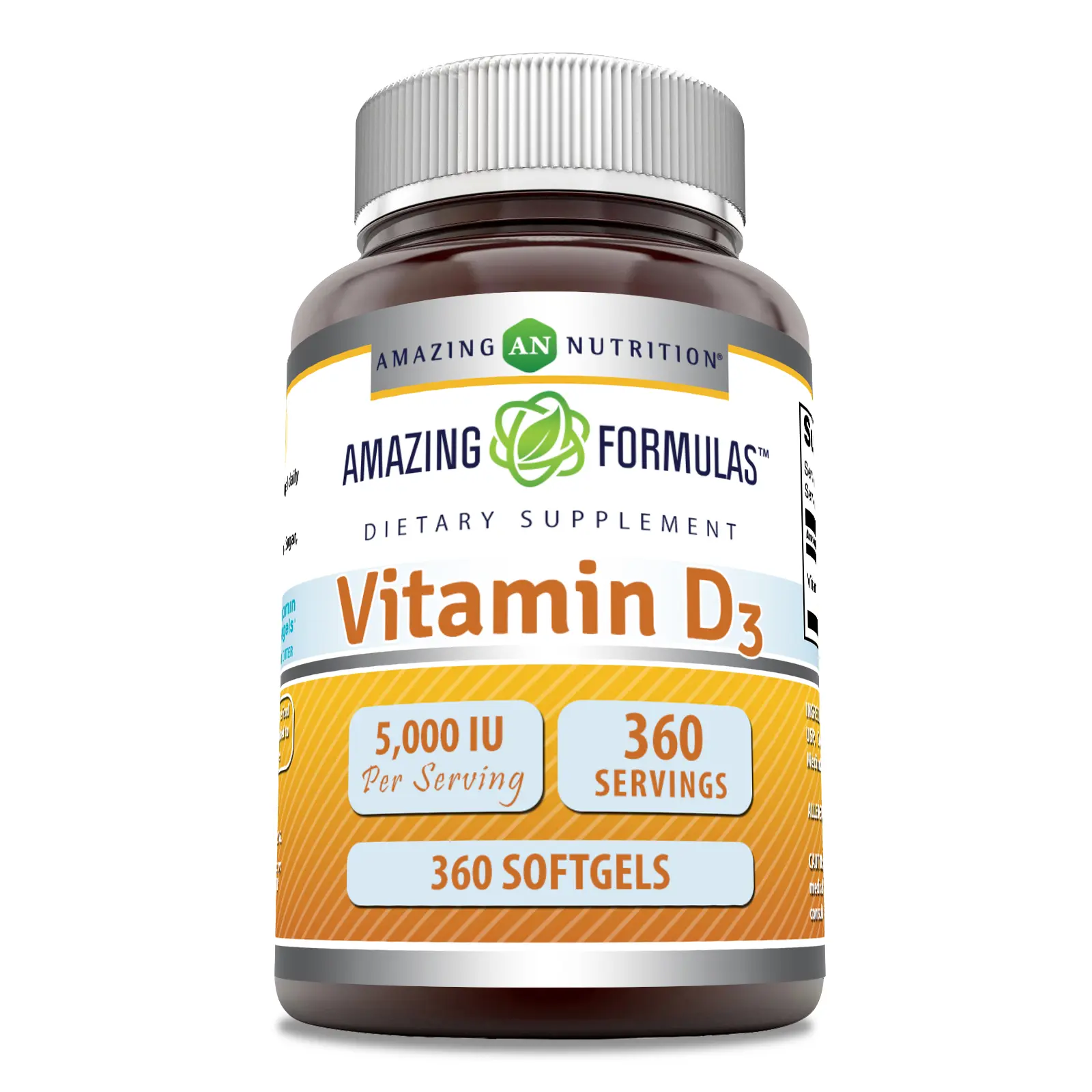 Amazing Formulas Vitamin D3 (Cholecalciferol) 5000 IU Supplement | 360 Softgel | Non-GMO | Gluten-Free | Made in USA