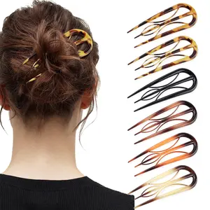 6Pcs French Hair Pin for Women Elegant U-Shaped Hair Fork for Updos Chignons & French Twists Durable Acrylic Hair Pins Secure Styling for All Hair Types