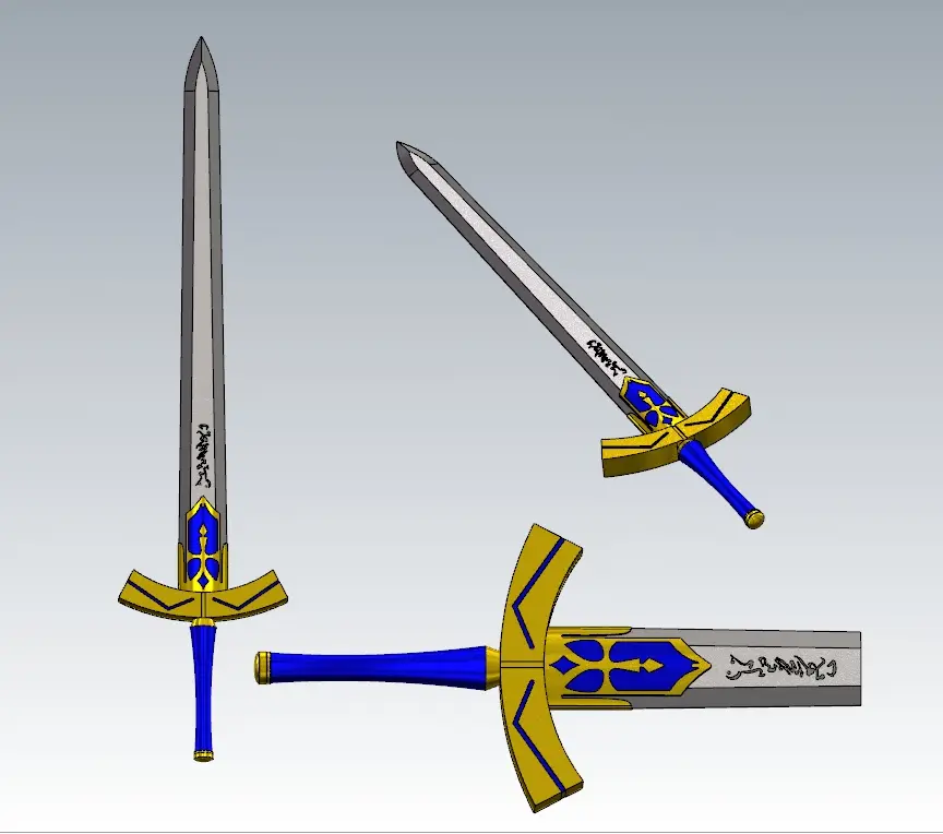 Saber Excalibur Fate/Stay Night Cosplay Sword Kit 3D Printed Detailed Replica for Fans Collectors and Enthusiasts