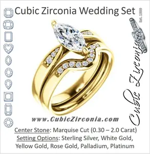 CZ Wedding Set, featuring The Ximena engagement ring (Customizable Cathedral-Set Marquise Cut 7-stone Design)