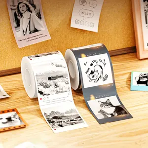 NIIMBOT Applicable only to the B21Pro model - Grayscale Photo Paper and Red & Black Dual-Color Thermal Label Paper High-Definition Grayscale Printing Ideal for Journals, Photo Walls & More Teacher's Thermal Label Printer Paper