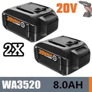 2Pack 8.0Ah/4.0Ah 20V Battery Lithium-ion Replacement for Worx 20V Compatible with Worx Battery WA3520 WA3525 WA3575 WG151s WG155s WG251s 255s 540s Cordless Power Tools