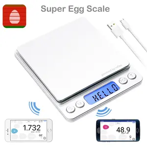 Super Egg Scale - Egg Sizing, sizes, grading, Egg Weight Analysis, reflex 3000g / 0.1g Digital Scale grams and ounces USB rechargeable, portable, accurate, metal stainless steel surface