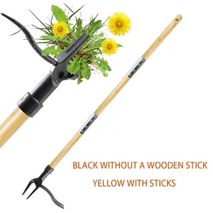 Weed Puller Tool, Stand Up Heavy Duty Weed Remover Tool with Long Handle & 4-Claw Steel Head, Bamboo Garden Hand Weeding Tool - Easily Remove Weeds Without Bending, Pulling,or Kneeling
