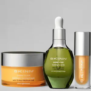 SKINN Cosmetics: Luxury Winter Skincare Kit Includes: Nourishing Ayurvedic Oil, Golden Lip Oil & Luminous Firming Cream Glow Hydrate