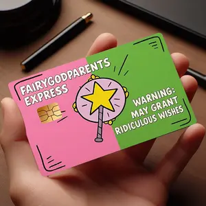 Magical Wand Cartoon Design Fairy Godparents Express Bank Card, Credit Card, Debit Card, Transportation Card, Room Key Card, Skin Stickers