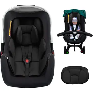 Infant Car Seat Insert with 2 Headrest for Preemie to Toddler, Thickened Baby Car Seat Head Support for Side Impact Protection, Breathable Newborn Carseat Insert with Filled Sponge