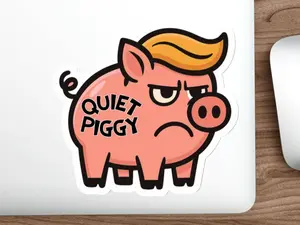 Quiet Piggy Sticker, FDT Vinyl Decal, Laptop Phone Book Sticker, Democrats Gift