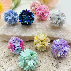 9pcs 18mm mix color flower beads, soft ceramic, suitable for handmade pen jewelry keychains, DIY bead mixed colors