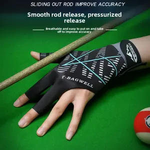 Three-finger billiard glove, high elasticity, breathable, lightweight, non-slip, single left-hand glove for snooker and billiards, unisex