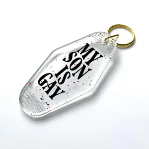 My Son Is Gay Keychain, Cute Keychain, Pride Keychain, Humor Keychain, Motel Keychain, Glitter, LGBT