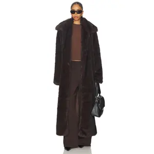 SNDYS Leila Faux Fur Coat in Chocolate