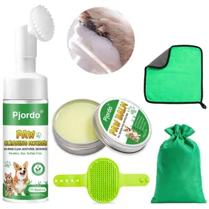Pet Paw Cleaner No Rinse Kit for Dogs Cats - Portable Paw Washer Brush & Moisturizing Balm for Dry Cracked Paws All Breedstector Kit,Pet Foot Care