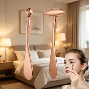 2Pcs rose gold eye and facial massage stick set, with applicator, round bead eyes, T-bar face, skincare applicator and massage kit, perfect for night skincare, makeup preparation and daily life
