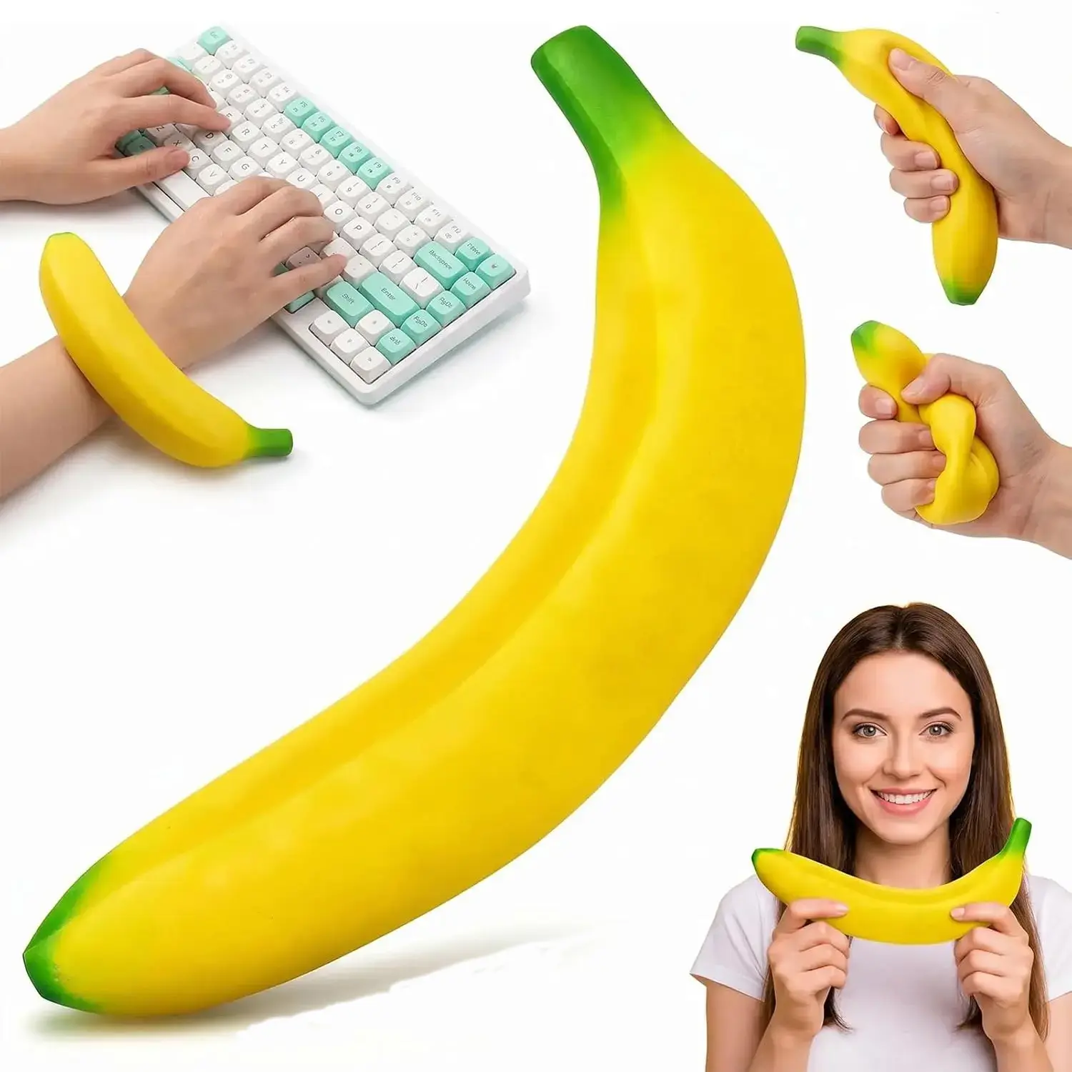 Bannana Squishy Toy, 2026 New Giant Banana Squishy, 7 Inch Soft Jumbo Banana, Stress Relief Fidget Toy for Work and Daily Relaxation
