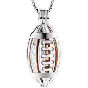 American Football Cremation Locket Necklace For Ashes Of Loved Ones Stainless Steel Memorial Urn Jewelry Women Men Keepsake Fashion Necklace