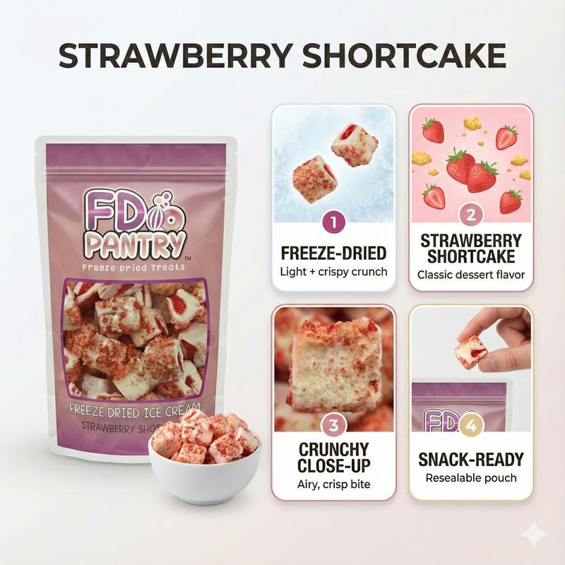 FD Pantry Freeze-Dried Ice Cream Crunch Bites – Strawberry Shortcake, Cookie Crunch & Chocolate Eclair Flavor (2 oz |  Snack Treat