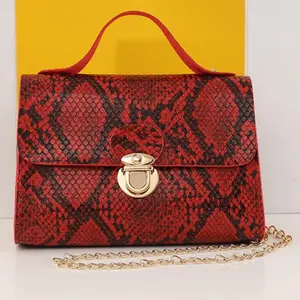 Women's Snake Print Crossbody Handbag with Removable Strap
