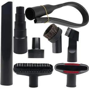 8 count Household Cleaning Vacuum Cleaner Attachments for Shop Vac Accessories - 2 1/2" to 1 1/4" Vacuum Hose Adapter, 1 7/8" to 1" Adapter for Shop Vac, 1 1/4" Vacuum Brush Flexible Crevice Tool