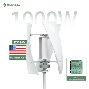 US Stock 1000W 12V/24V Vertical Wind Turbine Generator Overseas Warehouse With MPPT Controller