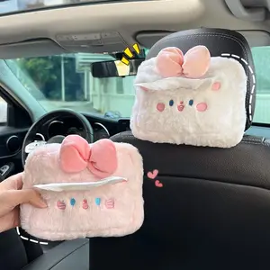 NEW Car tissue box plush cute cartoon car armrest box draw paper box goddess hanging tissue bag storage box
