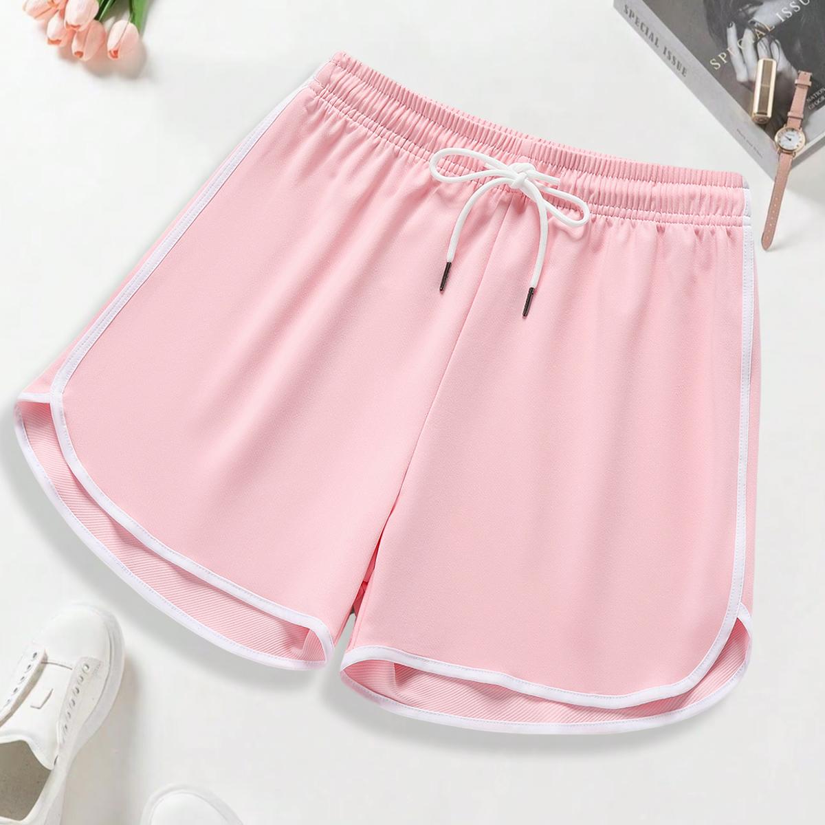 4-pack women’s summer athletic shorts, solid basic style that pairs well, soft sleep shorts for home wear, with pockets and a drawstring waist, running and yoga shorts