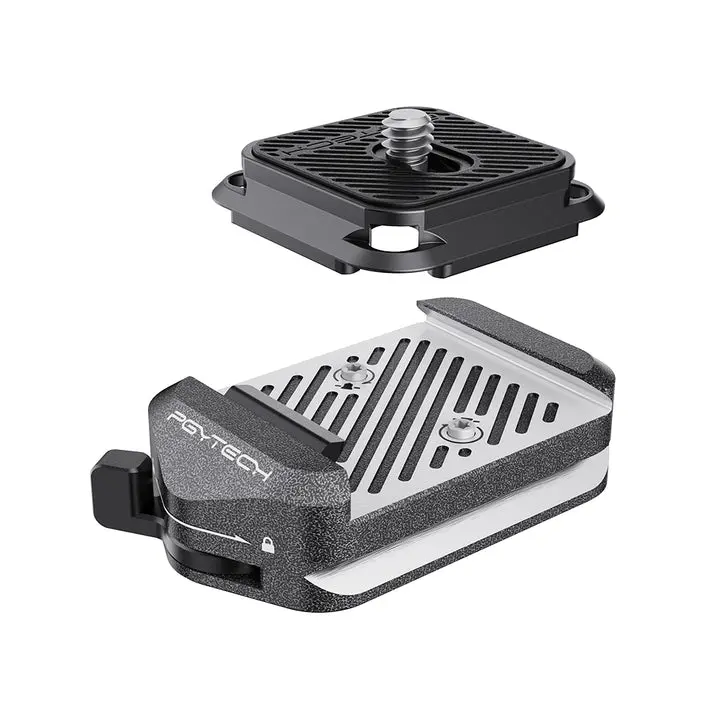 PGYTECH P-CG-188 Durable Arca-Type Quick Release Clamp & Square Plate V2 with SnapLock System, Side Arca Interface, Durable Hammered Finish, 4-Way Mounting for Digital Cameras & L-Brackets, Quick Release Clamp & Plate, Four-Way Mounting