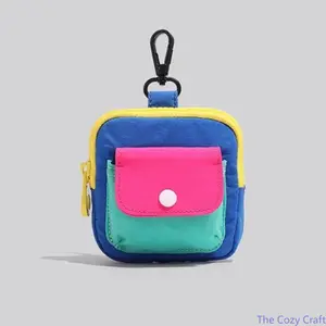 Unique Mini Zipper Coin Purse Color Block Small Card Holder Portable Compact Earbud Pouch Trendy Dainty Accessory Versatile Storage Bag For Daily Commute Handbag Backpack Travel Casual Use outdoorfun