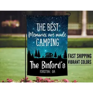 Personalized Camping Flag, Flag for Camp Site, RV Campsite Flag, The Best Memories Are Made Camping, Welcome To Our Campsite, Camping Gift
