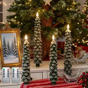 Set of 6 Flameless Candles with Remote Control, Ideal for Unity Ceremonies And Christmas Decorations, Featuring Battery-Operated Candlesticks That Flicker Like Real Candles. Includes 4 Taper Candles And 2 Remotes.