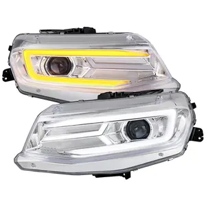 2016-2018 Chevrolet Camaro LED Strip Projector Headlights w/ Sequential Turn Signal Lights (Chrome Housing/Clear Lens)