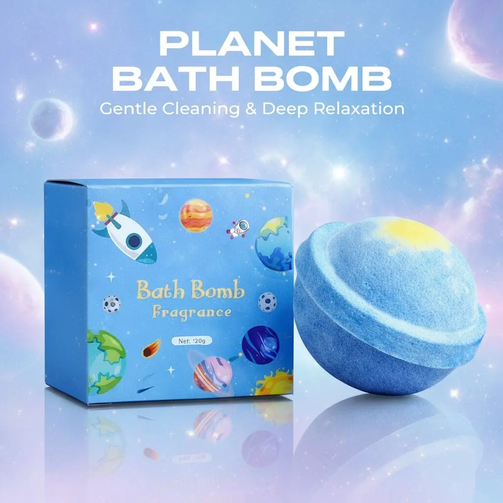 Galaxy Planet Bath Bombs, 1 Pack (6 Color Options, 120g Each) - Fragrance, Hydrating, Gentle, Light-Fizzing Bubble Soak for Silky-Smooth Skin, Aesthetic Selfcare Body Care, Ideal for Home Spa, Valentine’s Gift for Bath Enthusiasts
