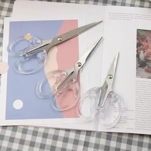 Transparent Scissors, Stainless Steel Office Scissors, Student Stationery, Hand Sewing, Line Cutting, Paper Trimming Tool