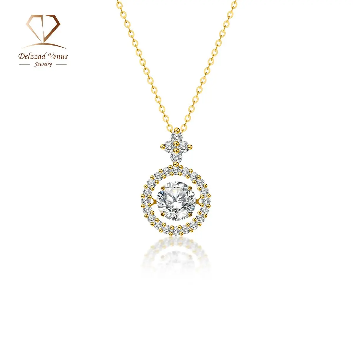 Delzzad S925 1ct Synthetic Moissanite Round Halo Pendant For Women