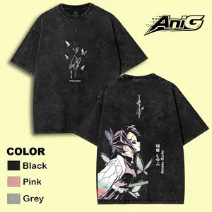 Kochou Shinobu Insect Hashira v3 Demon Slayer Kimetsu No Yaiba Anime Double Printed Acid Washed Top men's Menswear graphic tee merch unisex gift classic vintage T-shirt