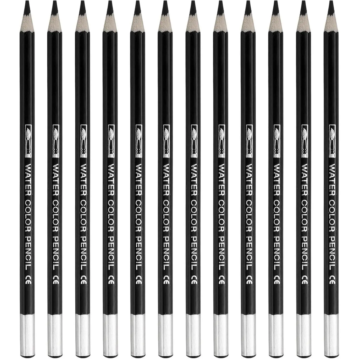 12Pcs Water Soluble Watercolor Pencils for Blending, Coloring, Sketch Drawing, Painting, Black 12Pcs Water Soluble Watercolor Pencils for Blending, Coloring, Sketch Drawing, Painting, Black