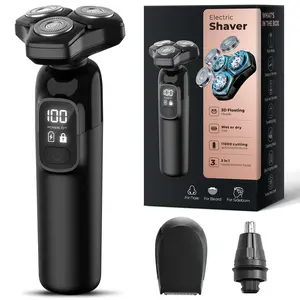 Akunbem Electric Razor for Men  3-in-1 Cordless Shaver 3-Blade Rotary Shavers Wet/Dry for Beard Nose & Face, IPX7 Waterproof Fast Charge Travel Trimmer Grooming Set ,Groin Hair Trimmer, Ball Trimmer for Men ,for Men & Bald Head Shaving,men shaver,2026