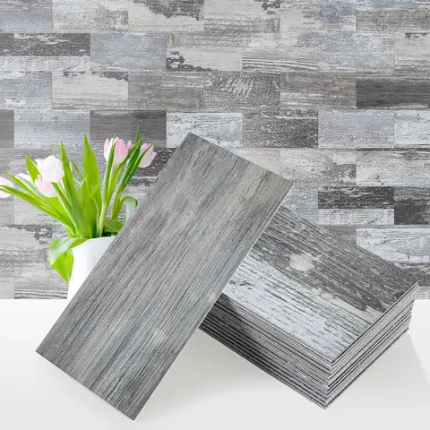 Vamos Tile 100-Pieces Peel and Stick Backsplash, 3" x 6" PVC Aluminium Wall Tile, Stick on Backsplash for Kitchen/Bathroom/Fireplace, Home Modern