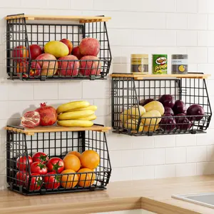 Wire Fruit Basket for Kitchen Storage: Hanging and Counter Basket for Vegetable Produce - Potato and Onion Storage for Pantry 3 Pack Countertop Fruit Basket