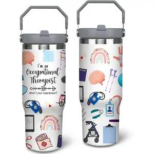 Occupational Therapy Gifts, Ot Therapist Gifts For Occupational Therapist, 30oz Occupational Therapy Tumbler with Handle Stainless Steel Insulated OT Cups Mugs Water Bottle