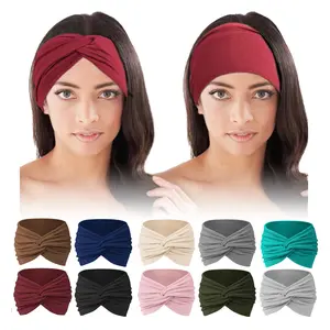 Set of 10 African Wide Hair Wrap Extra Turban Head Bands Large Sport Workout Stretch Non-slip Big Hair Bands for Lady Daily Wear