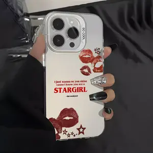 A stylish phone case specially designed with lyrics from the weekend drama 'Star Girl', suitable for various iPhone models including 16, 11, 15, 14, 13, and 12 Pro Max Plus. It comes in black and silver colors, shockproof, perfect as a birthday and Christ