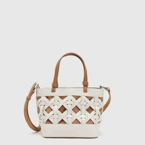 URBAN REVIVO 2026 Women's Cute Medium Crossbody Bag - PU Leather & Textile Blend, Woven Texture Contrast Handle, Medium Thickness, 25.5cm, Slight Stretch, Versatile Checkered Crossbody Bags UAWB60103, Checkered Crossbody Bag