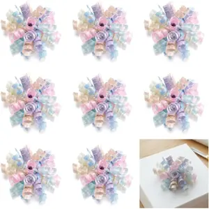 Pastel Curly Ribbon Bows 5 inch, 8 Counts| Gift Wrapping Bows for Hair, Baskets & Wreaths| Premade Bows for Easter, Graduation Day & Birthdays| Pink Craft Bows, Gift Bows
